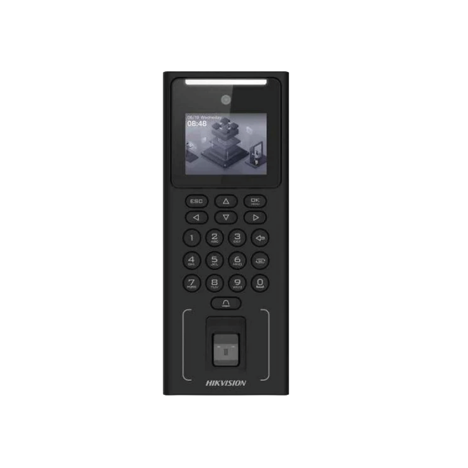 Kit integral de control de acceso Hikvision DS-KAS321 con terminal facial WiFi, botón sin contacto y cerradura magnética