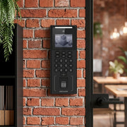 Kit integral de control de acceso Hikvision DS-KAS321 con terminal facial WiFi, botón sin contacto y cerradura magnética