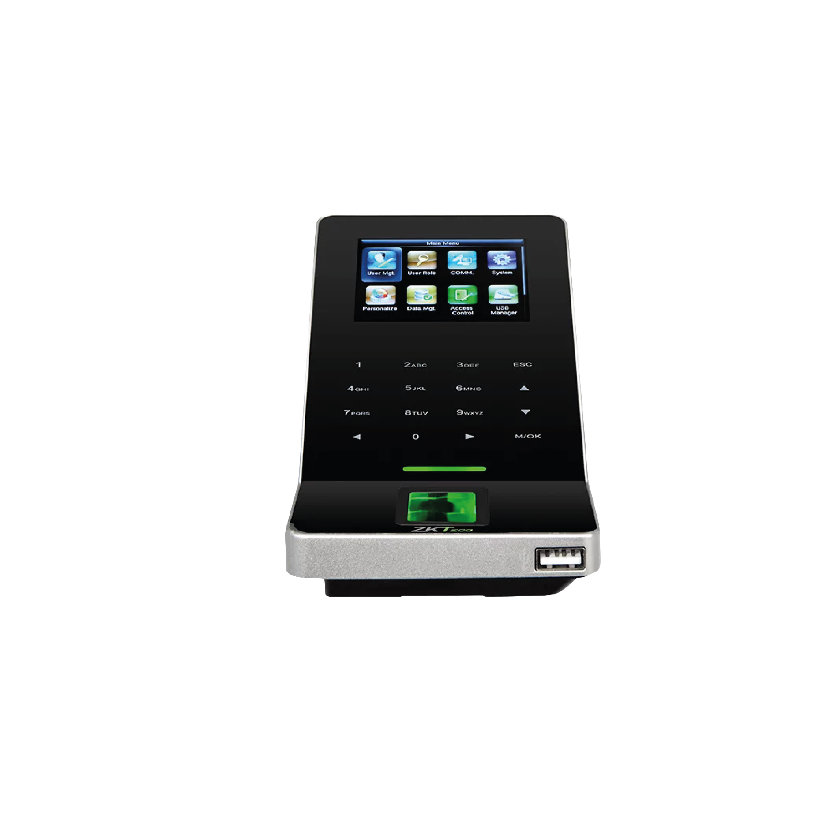 Terminal de control de acceso ultradelgado ZKTeco F22 con conexión WiFi, lector de huella y teclado táctil

