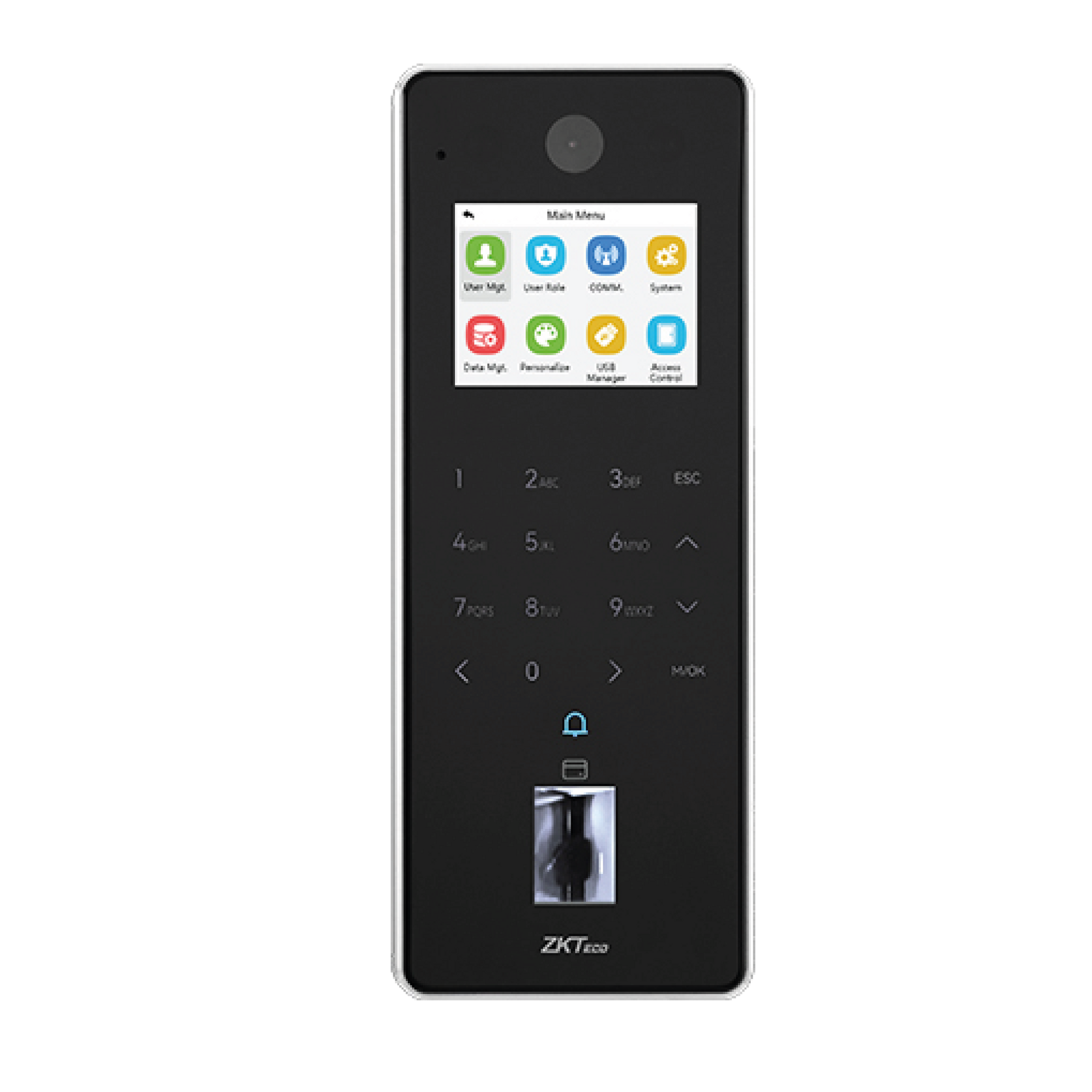 Control de acceso ZKTeco F35 de aluminio con biometría facial, huella y videoportero IP65 para exterior